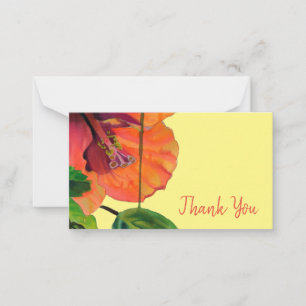 Thank You orange hibiscus flower art Note Card
