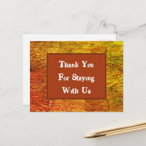 Thank You Orange Promo Vacation Guest Appreciation Postcard