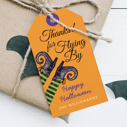 Thank You | Orange Spooky Peeking Witch Halloween Gift Tags