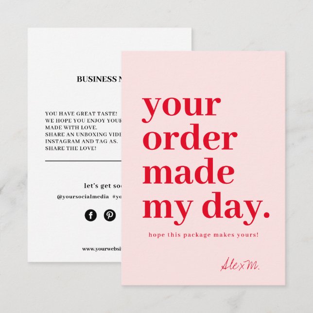 Thank You Order Business Card (Front/Back)