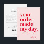 Thank You Order Business Card<br><div class="desc">Modern,  minimalist design in soft pink and red for your business Order Thank You card. Personalize this design for yourself!</div>