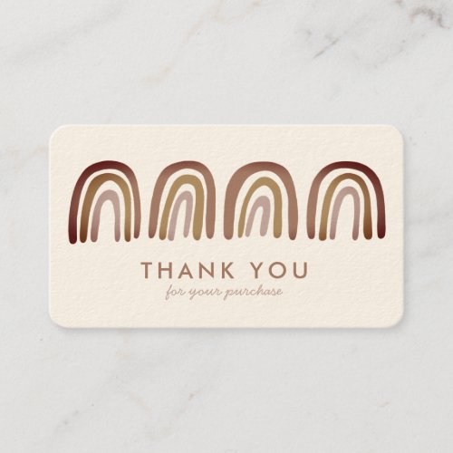 Thank You Order Chic Simple Earthy Neutral Rainbow Business Card