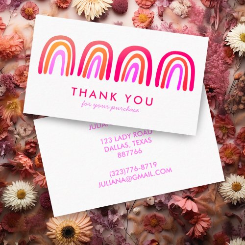 Thank You Order Chic Simple Pink Orange Rainbows Business Card