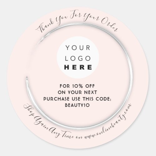 Thank You Order Custom Logo Name Discount Pink Classic Round Sticker