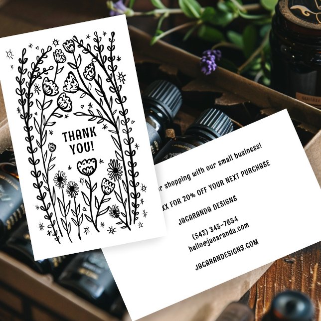 THANK YOU Order Discount Code Elegant Wildflower Business Card (THANK YOU for your Order Discount Code Elegant Wildflower Customer Appreciation Business Card
)