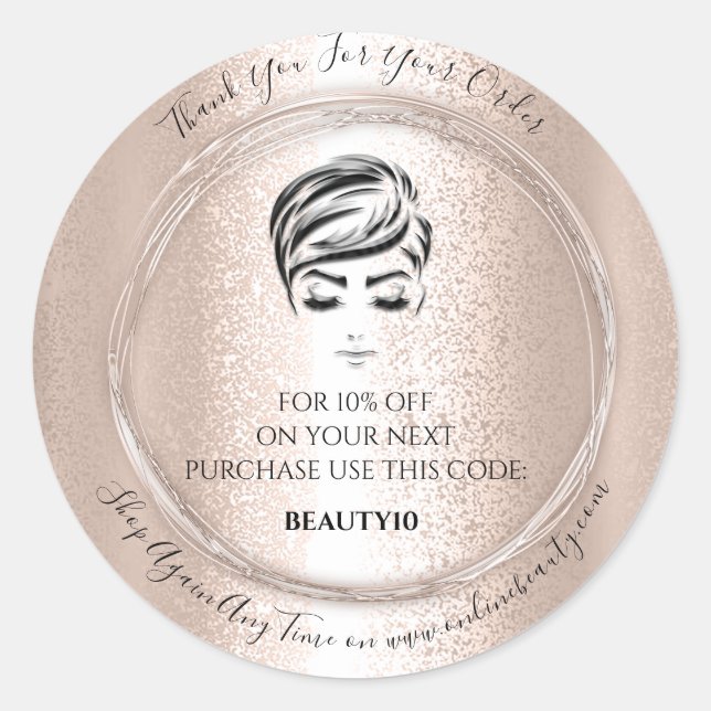 Thank You Order Logo Discount Code Cosmetics Classic Round Sticker (Front)