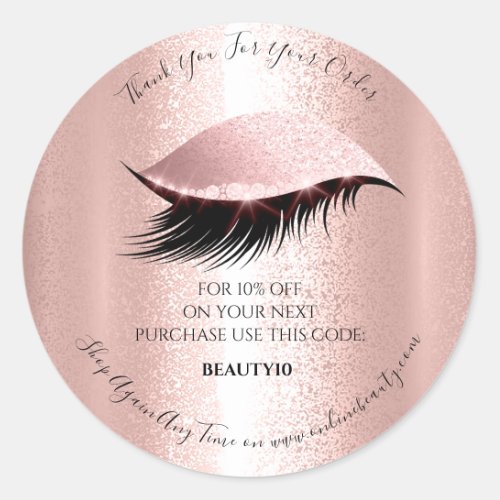 Thank You Order Logo Discount Code Lash Studio Classic Round Sticker