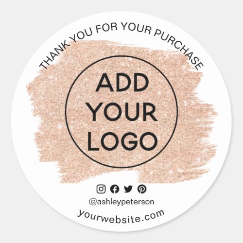 Thank you order logo rose brushstroke social media classic round sticker