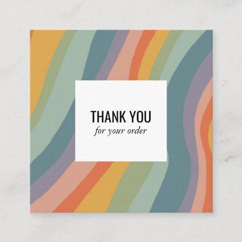 Thank You Order Muted Rainbow Minimalist Stripes Square Business Card