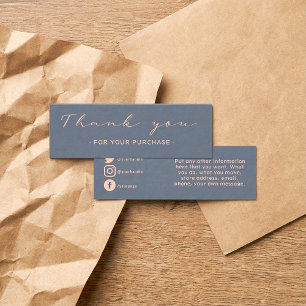 Thank you order, rustic social media insert card