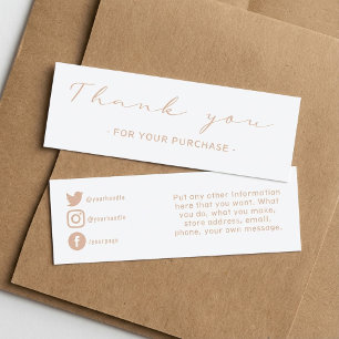 Thank you order, social media insert card