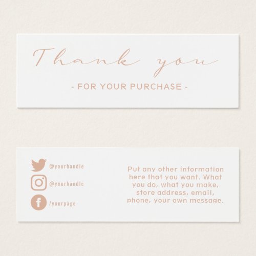 Thank you order social media insert card