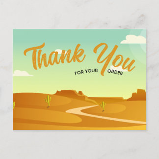 thank you order with animated landscape design postcard