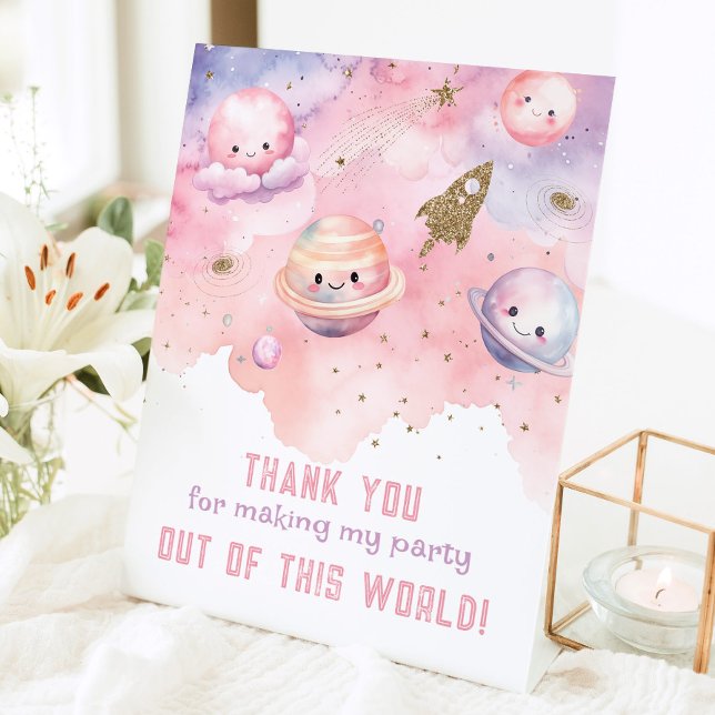 Thank you Out of this world Space birthday party Pedestal Sign (Creator Uploaded)