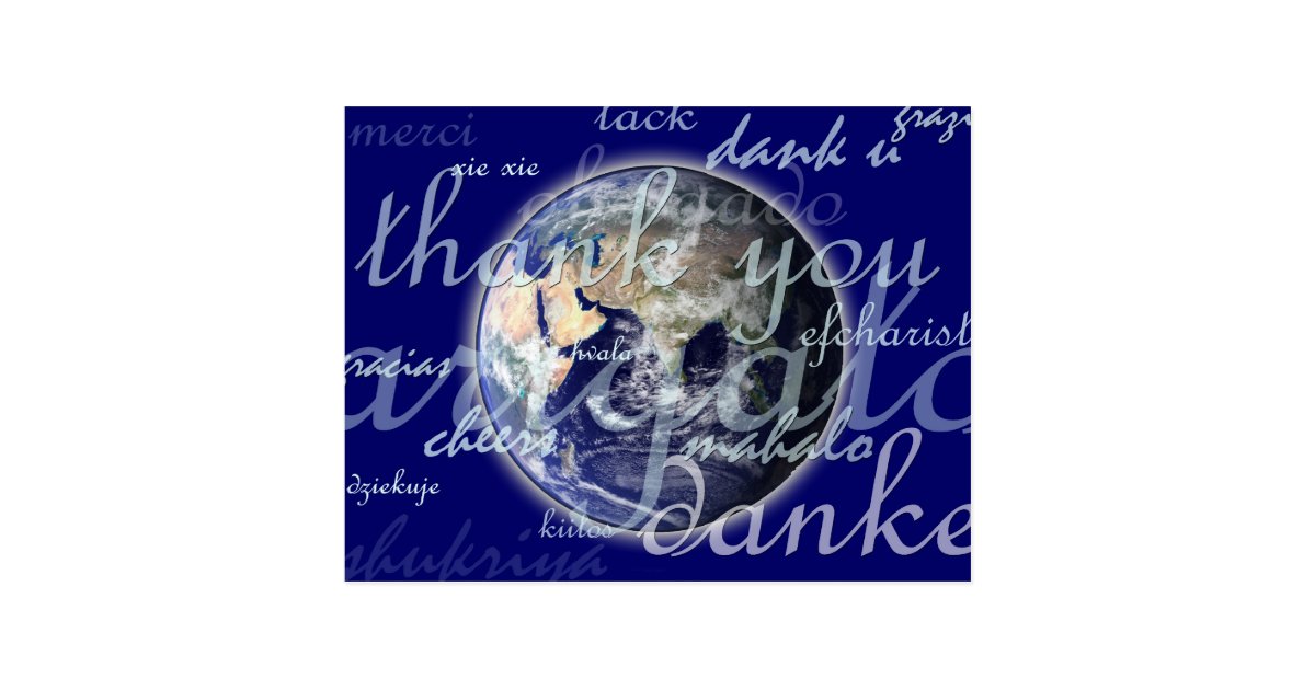 Thank You Over Earth In Different Languages Postcard Zazzle
