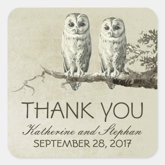 Thank you OWLS sticker for your wedding favors (Front)