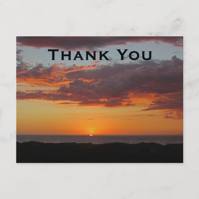 Thank You Pacific Ocean Orange Sunset Appreciation Postcard (Front)