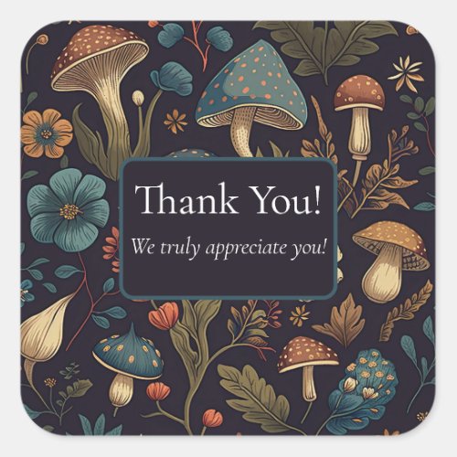Thank You Packaging Mushroom Farm Square Sticker