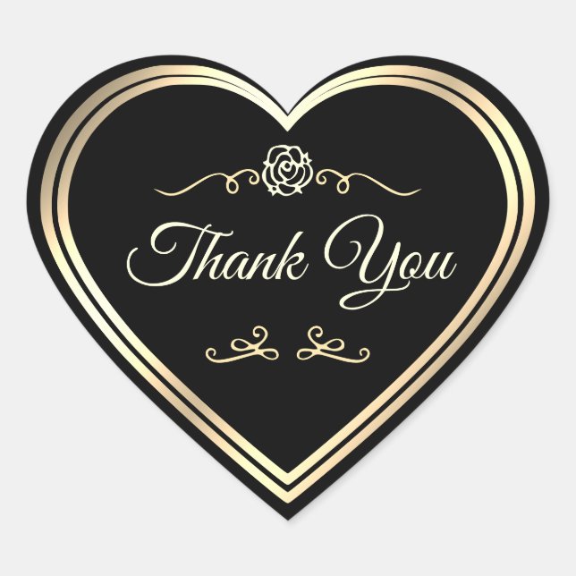 Thank You Packaging Stickers Black with Gold Frame (Front)