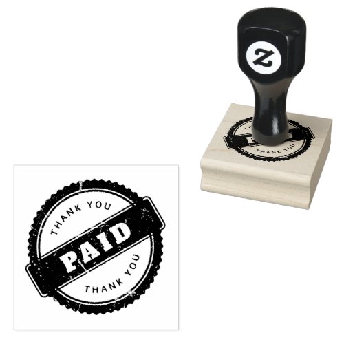 Thank You Paid Invoice Receipts Package Jet Black Rubber Stamp