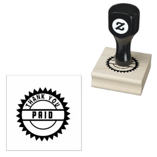 Thank You Paid Logo Printed Sun Style Jet Black  Rubber Stamp