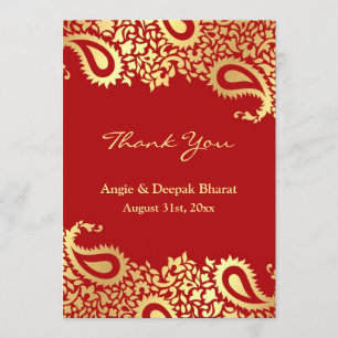 Thank You Paisleys Elegant Indian Flat Card