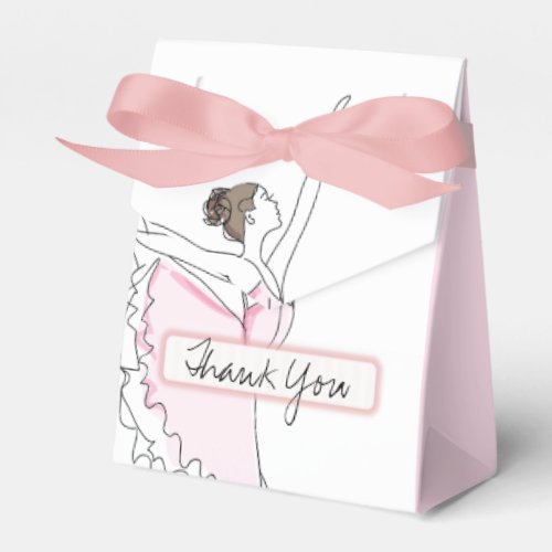 Thank You Pale Pink Ballerina Birthday Favor Boxes