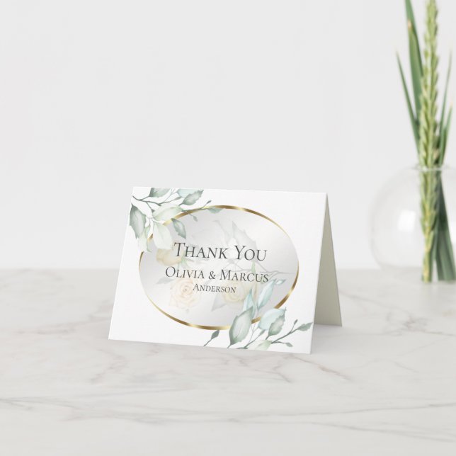 Thank You | Pale Yellow Ivory Blush Roses Card (Front)