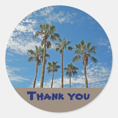 Thank You Palm Tree Blue Sky General Appreciation Classic Round Sticker