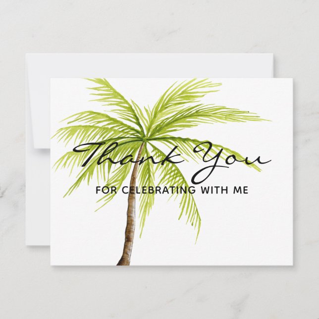 Thank You Palm Tree Tropical Beach Party Card (Front)