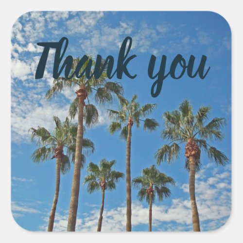 Thank You Palm Trees and Blue Sky Appreciation Square Sticker