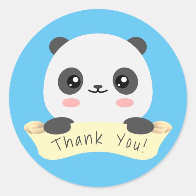Thank you Panda Classic Round Sticker (Front)