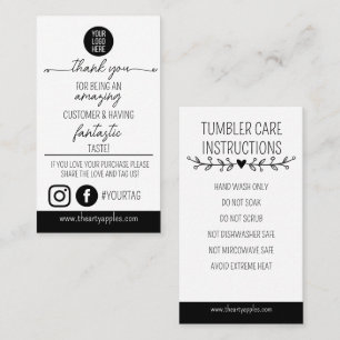 Thank You Parcel Insert Card – Logo & Care Info