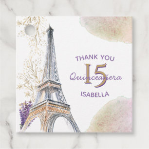 Thank You Paris Eiffel Tower 15 Quinceanera Favor Tags