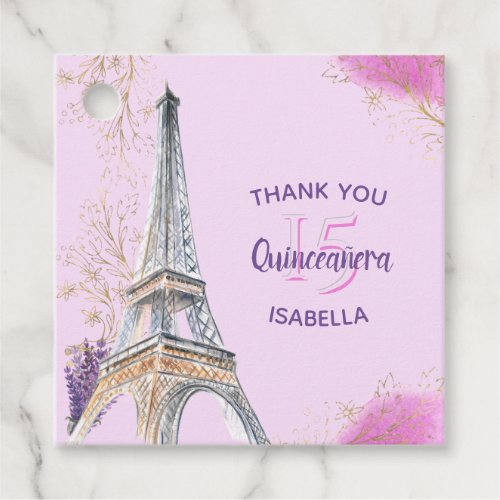 Thank You Paris Eiffel Tower Pink Quinceanera Favor Tags