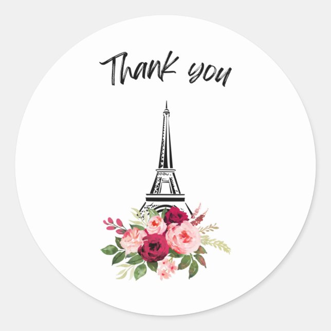 Thank you Paris roses Classic Round Sticker (Front)