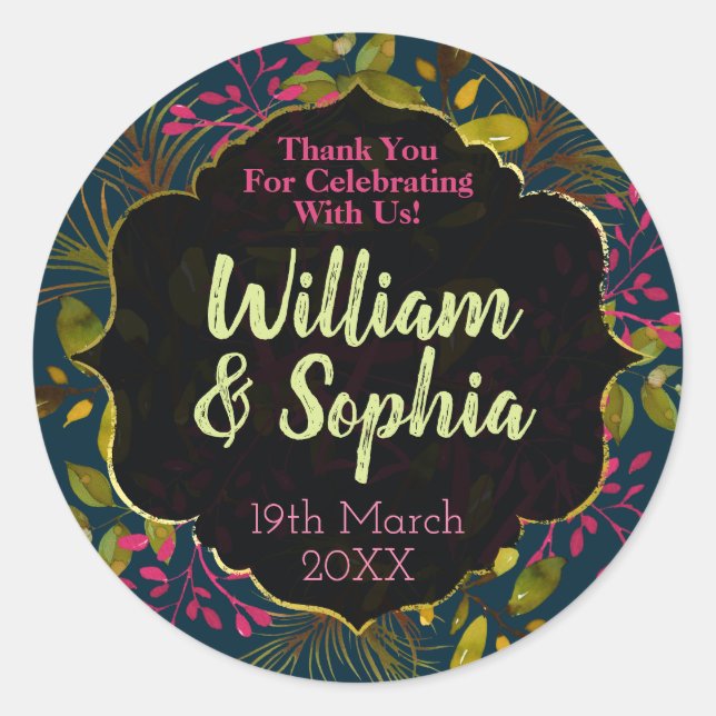 Thank You Party Favor Classic Round Sticker (Front)