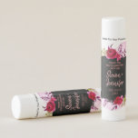 Thank You Party Favor Lip Balm<br><div class="desc">This floral on chalkboard sticker is a customizable label for lip balm,  given as a "thank you" favor to your wedding guests. Simply exchange the details for your own!</div>