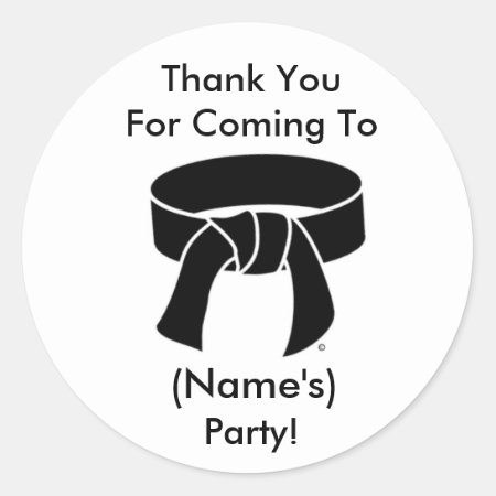 Thank You Party Stickers Martial Arts Black Belt