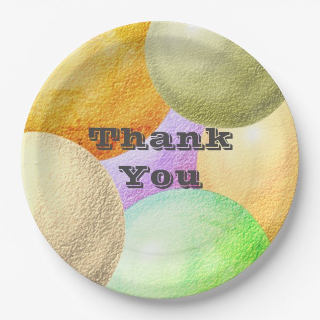 Thank You Pastel Circles Party Appreciation Paper Plates (Front)