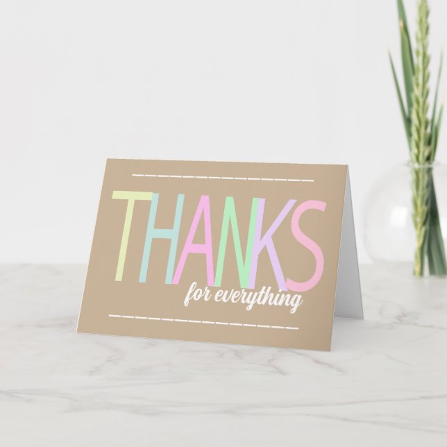 Thank You Pastel Colorful Text On Khaki (Front)