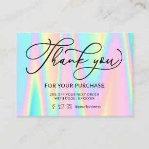 thank you pastel colors business card
