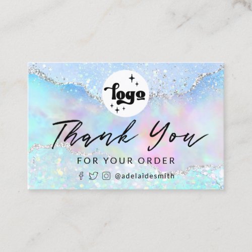 thank you pastel faux glitter business card