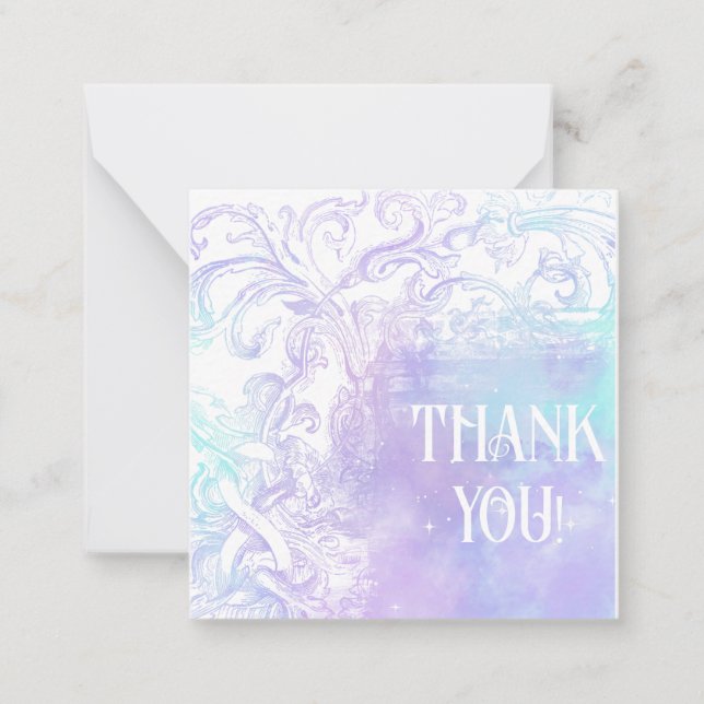 *~*  THANK YOU Pastel lace AP62 Flat Note Card (Front)
