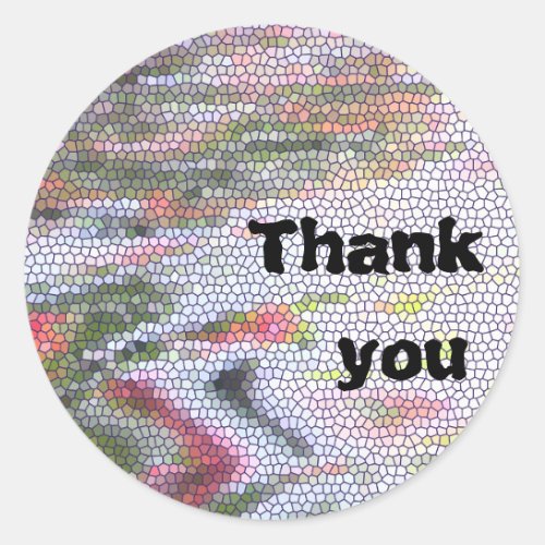 Thank You Pastel Mosaic Tile Pattern Appreciation Classic Round Sticker