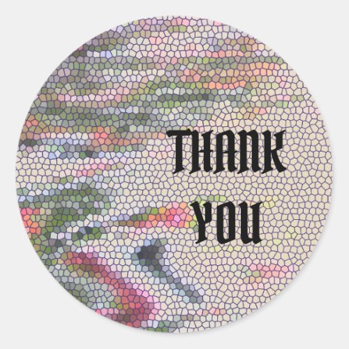Thank You Pastel Mosaic Tile Pattern Appreciation Classic Round Sticker