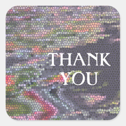Thank You Pastel Mosaic Tile Pattern Appreciation Square Sticker