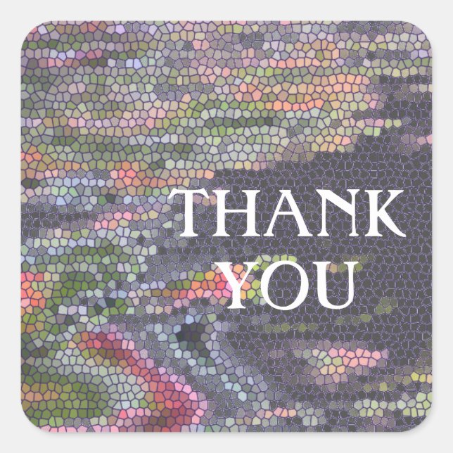 Thank You Pastel Mosaic Tile Pattern Appreciation Square Sticker (Front)