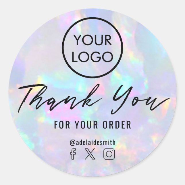 thank you pastel opal gemstone classic round sticker (Front)