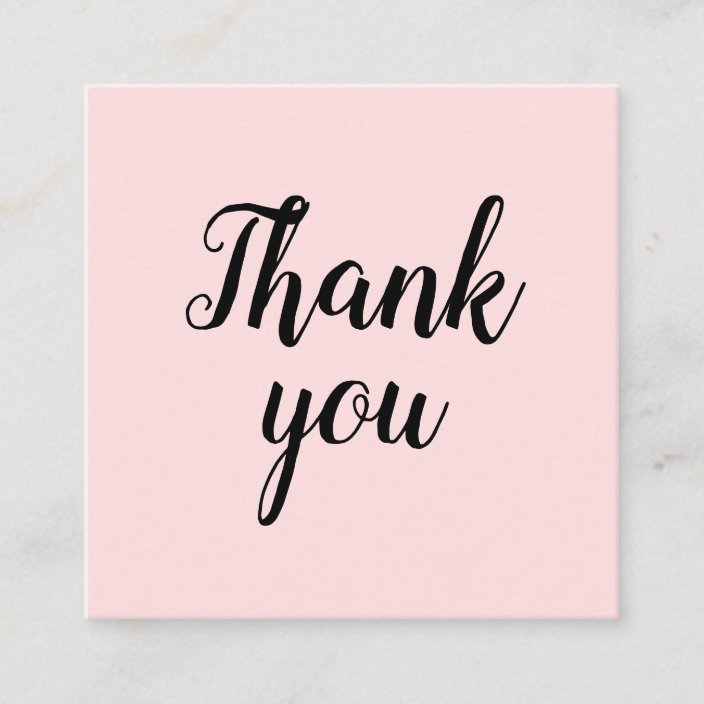 Thank you pastel pink trendy handmade simple square business card ...